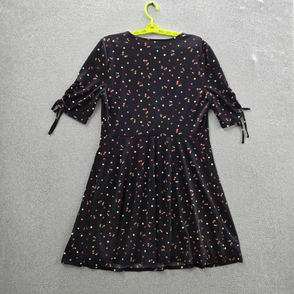 LC Lauren Conrad Women Dress L Black Floral Fit & Flare Sundress Coquettecore